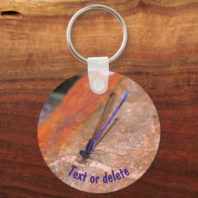 Damselfly Dragonfly Nature Personalised Key Ring (Front)