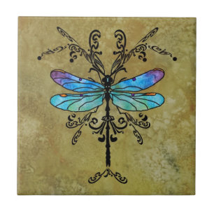 Damselfly Nouveau Tile