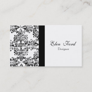 Damsk Black and White Elegant Business Cards