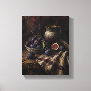 Damson Supper Moody Plum Still Life Canvas Print