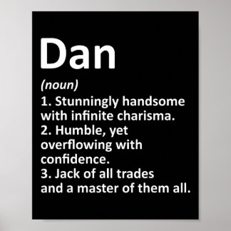 Dan Definition Personalised Name Funny Birthday Gi Poster