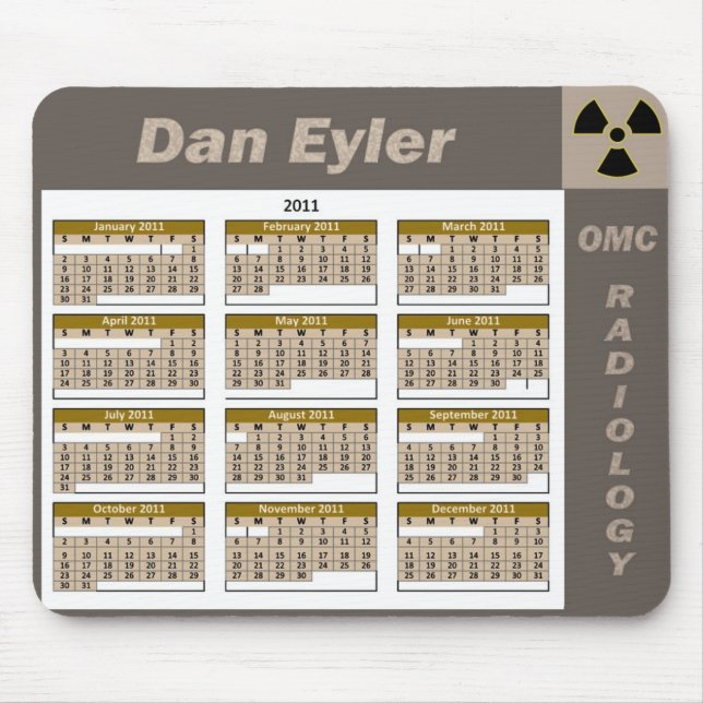 DAN EYLER CALENDAR 2011 MOUSE MAT (Front)