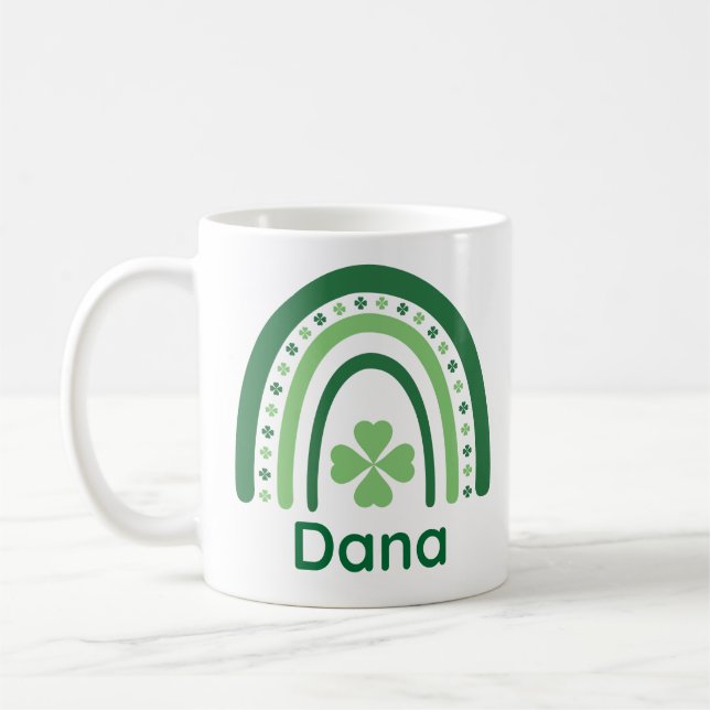 Dana Name Clover Boho Rainbow Coffee Mug (Left)
