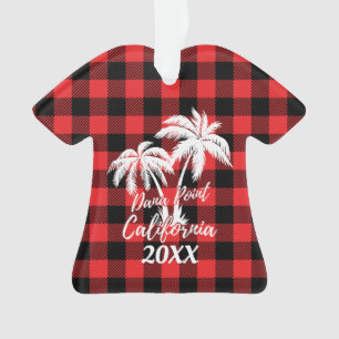 Dana Point California Palm Tree Plaid Personalised Ornament