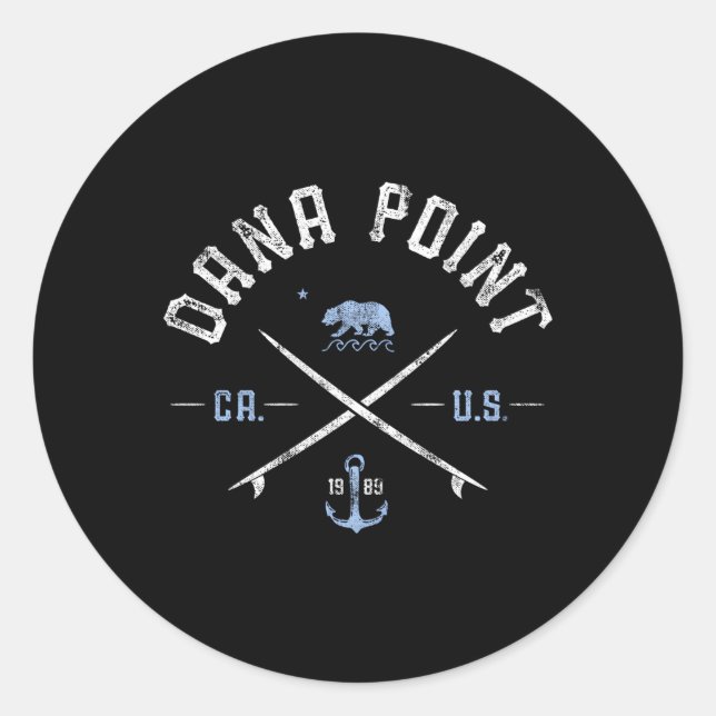 Dana Point California Surfing Travel Classic Round Sticker (Front)