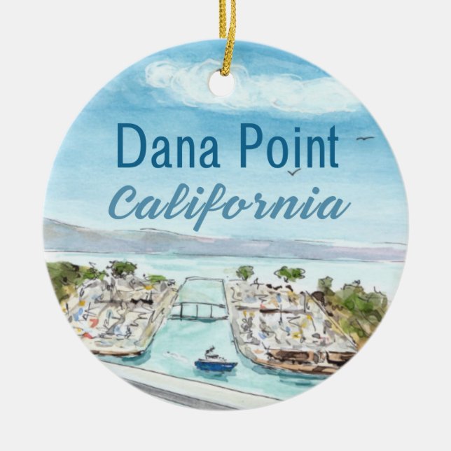Dana Point Ceramic Ornament – California Coastal B (Front)