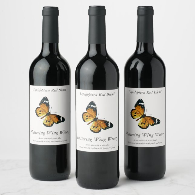 Danaus chrysippus - Plain Tiger, or African Queen  Wine Label (Bottles)