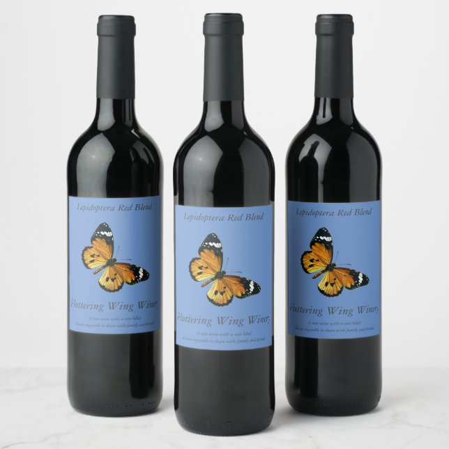 Danaus chrysippus - Plain Tiger, or African Queen  Wine Label (Bottles)