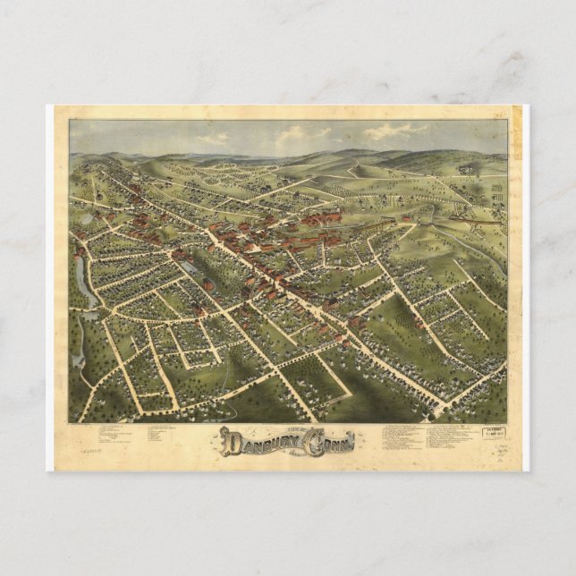 Danbury Connecticut in 1875 Postcard (Front)
