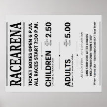 Danbury Fair Racearena Ticket Sign Reproduction 5