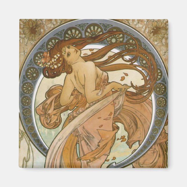 Dance (1898), Alphonse Mucha Fine Art Nouveau Magnet (Front)
