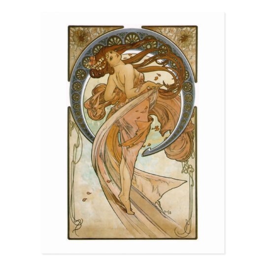 Dance (1898), Alphonse Mucha Fine Art Nouveau Postcard