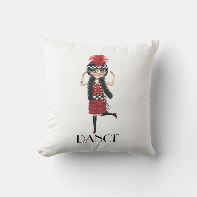 Dance 1920s Costume Big Eye Flapper Girl Cushion (Front)