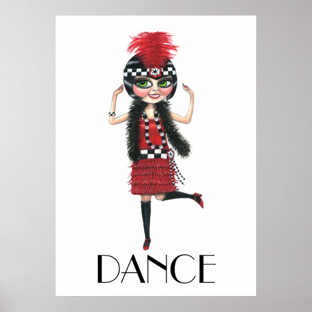 Dance 1920s Costume Big Eye Flapper Girl Poster (Front)