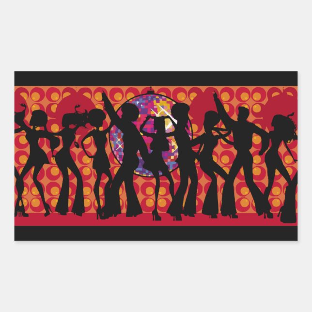 dance-295134  dance party disco music 60ies silhou rectangular sticker (Front)