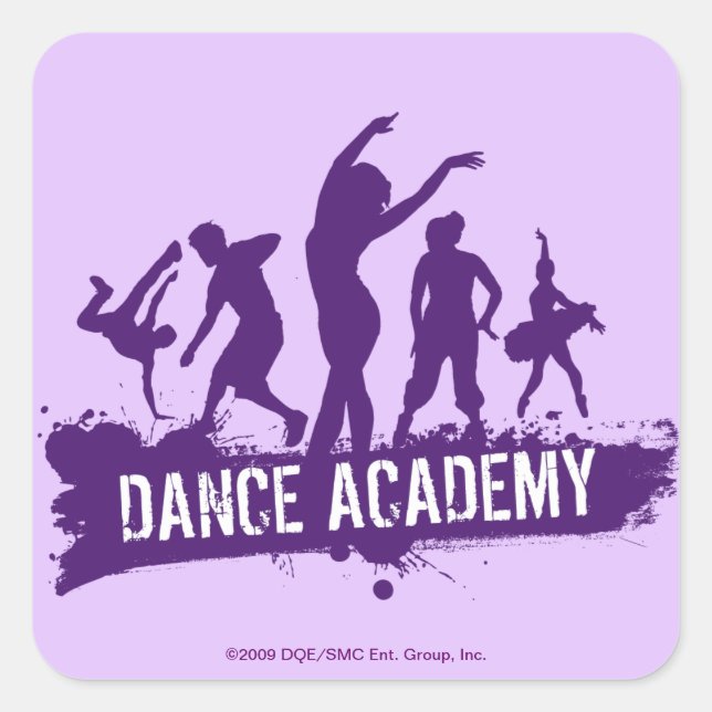 Dance Acadmey Dancer Silhouettes Logo Square Sticker (Front)