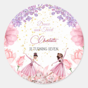 Dance and twirl ballerina birthday classic round sticker