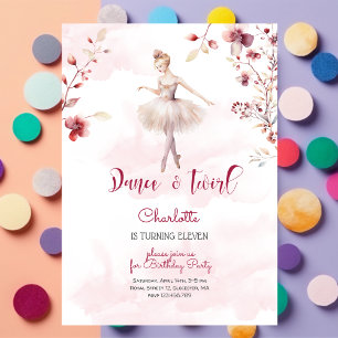 Dance and twirl ballerina birthday invitation
