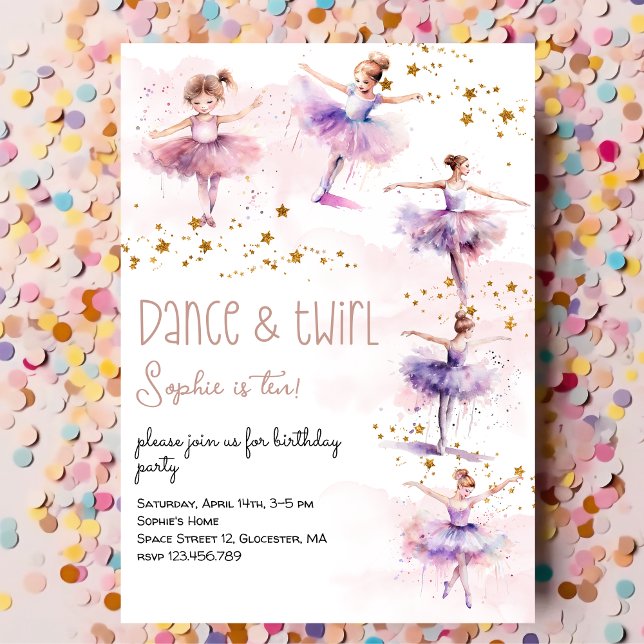 Dance and twirl ballerina birthday invitation (Creator Uploaded)