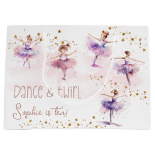 Dance and twirl ballerina birthday large gift bag