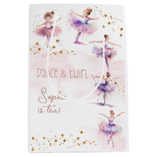 Dance and twirl ballerina birthday medium gift bag