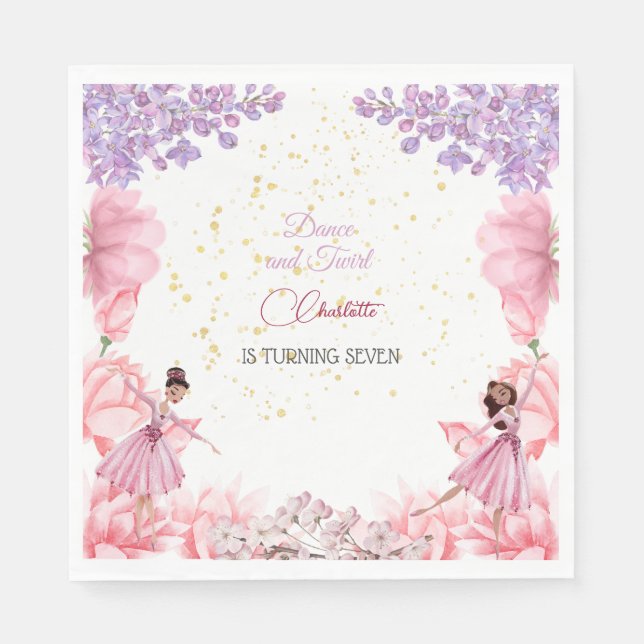 Dance and twirl ballerina birthday napkin (Front)