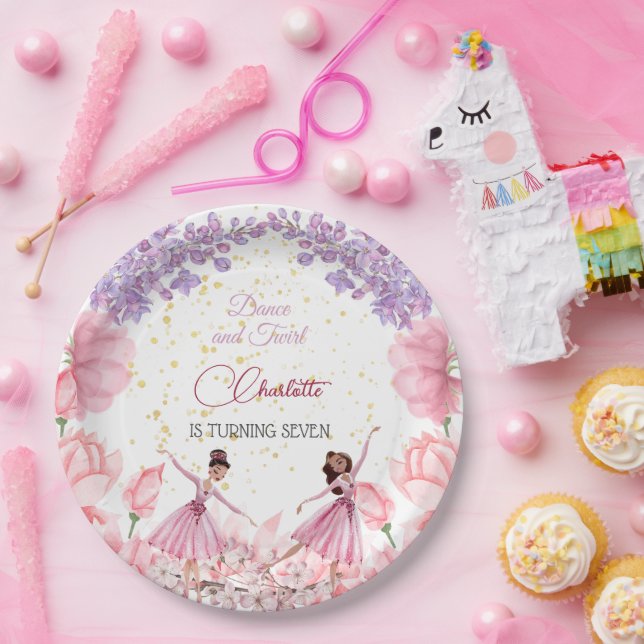 Dance and twirl ballerina birthday paper plate (Party)