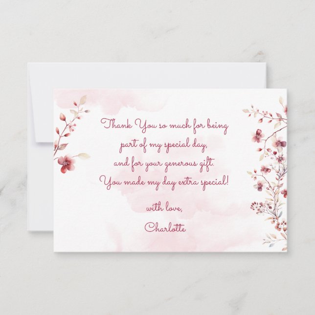 Dance and twirl ballerina birthday thank you card (Front)