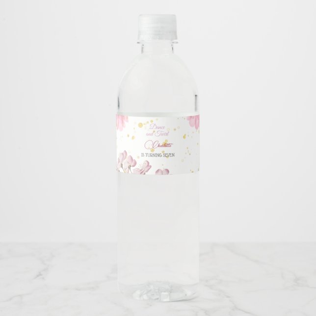 Dance and twirl ballerina birthday water bottle label (Front)