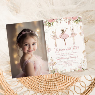 Dance and twirl ballerina magical photo Birthday Invitation