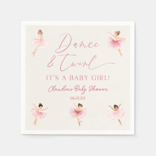 Dance and Twirl Ballerina Pink Ballet Baby Shower Napkin
