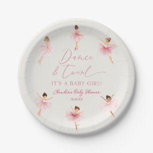 Dance and Twirl Ballerina Pink Ballet Baby Shower Paper Plate