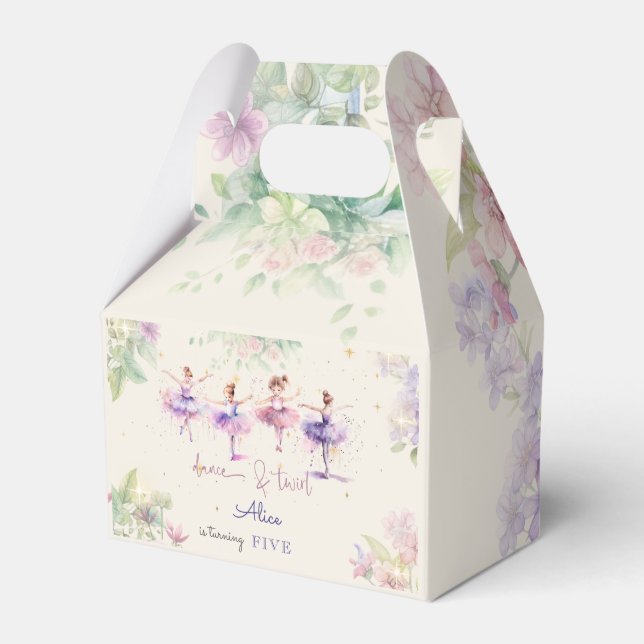 Dance and twirl ballerina watercolor birthday favour box (Front Side)