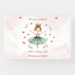Dance and twirl cute ballerina ballet kid birthday banner