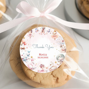 Dance and twirl cute ballerina ballet kid birthday classic round sticker