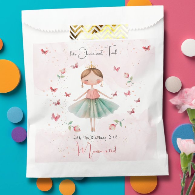 Dance and twirl cute ballerina ballet kid birthday favour bags (Creator Uploaded)