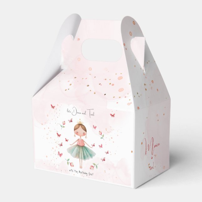 Dance and twirl cute ballerina ballet kid birthday favour box (Front Side)