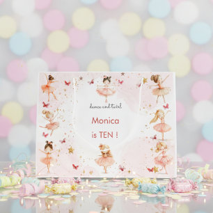 Dance and twirl cute ballerina ballet kid birthday large gift bag