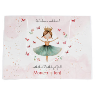 Dance and twirl cute ballerina ballet kid birthday large gift bag