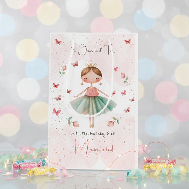 Dance and twirl cute ballerina ballet kid birthday medium gift bag (Creator Uploaded)