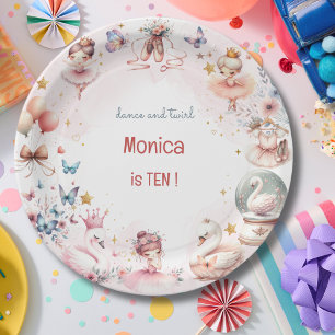 Dance and twirl cute ballerina ballet kid birthday paper plate