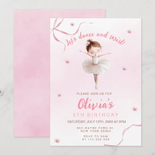 Dance and Twirl Little Ballerina Girl Birthday Invitation