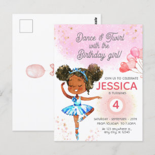 Dance and Twirl Pink ballet girl Birthday Postcard