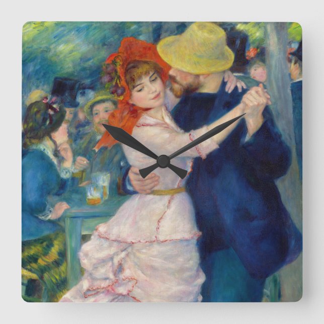 Dance at Bougival, 1883 by Pierre-Auguste Renoir Square Wall Clock (Front)