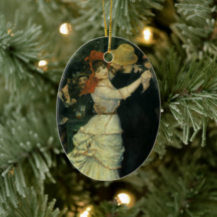 Dance at Bougival by Pierre Renoir, Vintage Art Ceramic Tree Decoration