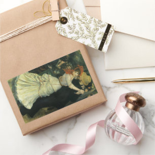 Dance at Bougival by Pierre Renoir, Vintage Art Rectangular Sticker