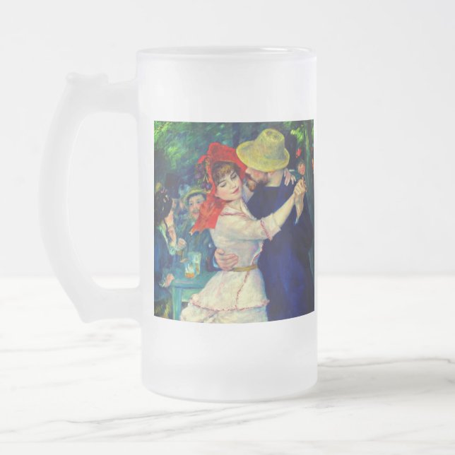 Dance at Bougival Pierre Renoir Frosted Glass Beer Mug (Left)