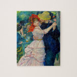 Dance at Bougival Pierre Renoir Jigsaw Puzzle<br><div class="desc">Puzzle featuring Pierre-Auguste Renoir’s oil painting Dance at Bougival (1883). A beautiful woman in a pink dress and red hat dances with a handsome man in a blue suit. A great gift for French art and Impressionism collectors.</div>