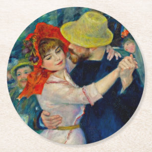 Dance at Bougival Pierre Renoir Round Paper Coaster