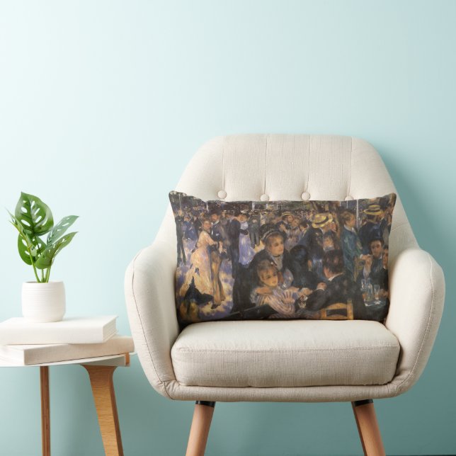 Dance at Le Moulin de la Galette by Pierre Renoir Lumbar Cushion (Chair)